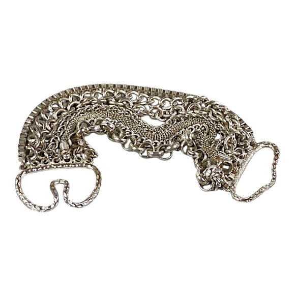 Vintage Chain Bracelet S/M Silver Plated Whimsigoth Punk Biker Rockstar Grunge - Picture 1 of 15